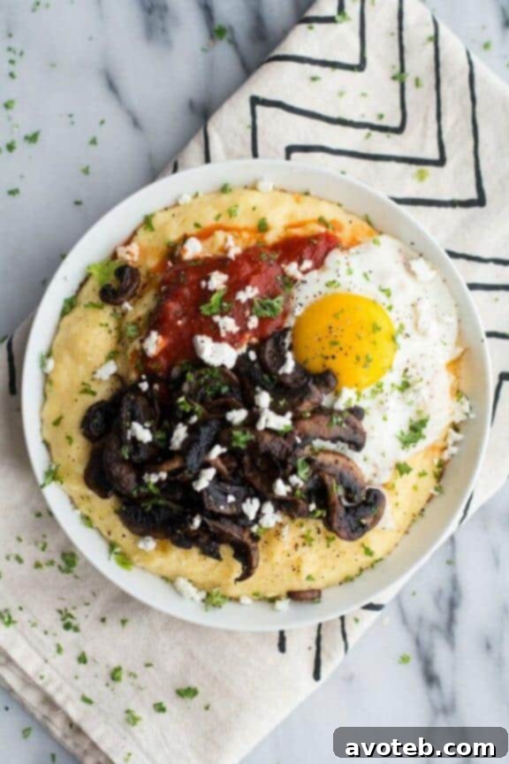 15 Vibrant Veggie Dinners 4 Polenta with Caramelized Mushrooms, Marinara + Fried Eggs and Goat Cheese | halfbakedharvest.com