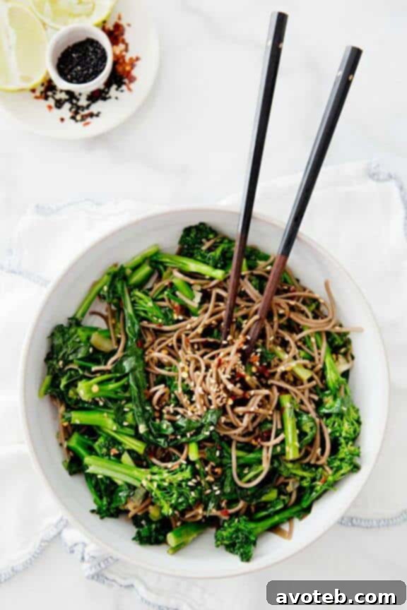 15 Vibrant Veggie Dinners 5 Rapini Noodle Bowl | ahouseinthehills.com