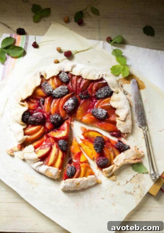 Peach & Blackberry Galette | abitwholesomely.com