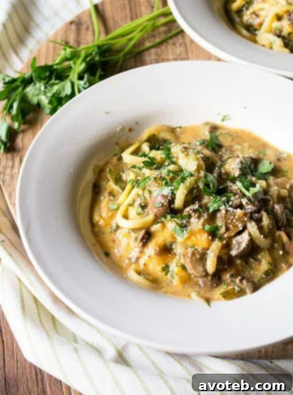 Zucchini Pasta with Creamy Mushroom Marsala