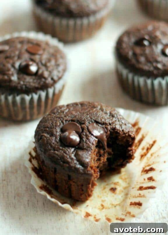 Healthy Double Chocolate Zucchini Muffins