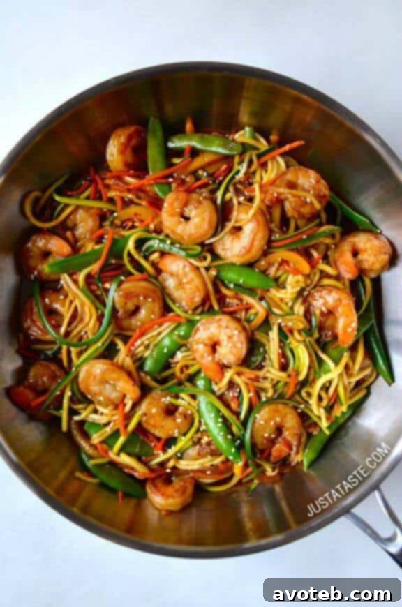 Asian Zucchini Noodle Stir-Fry with Shrimp