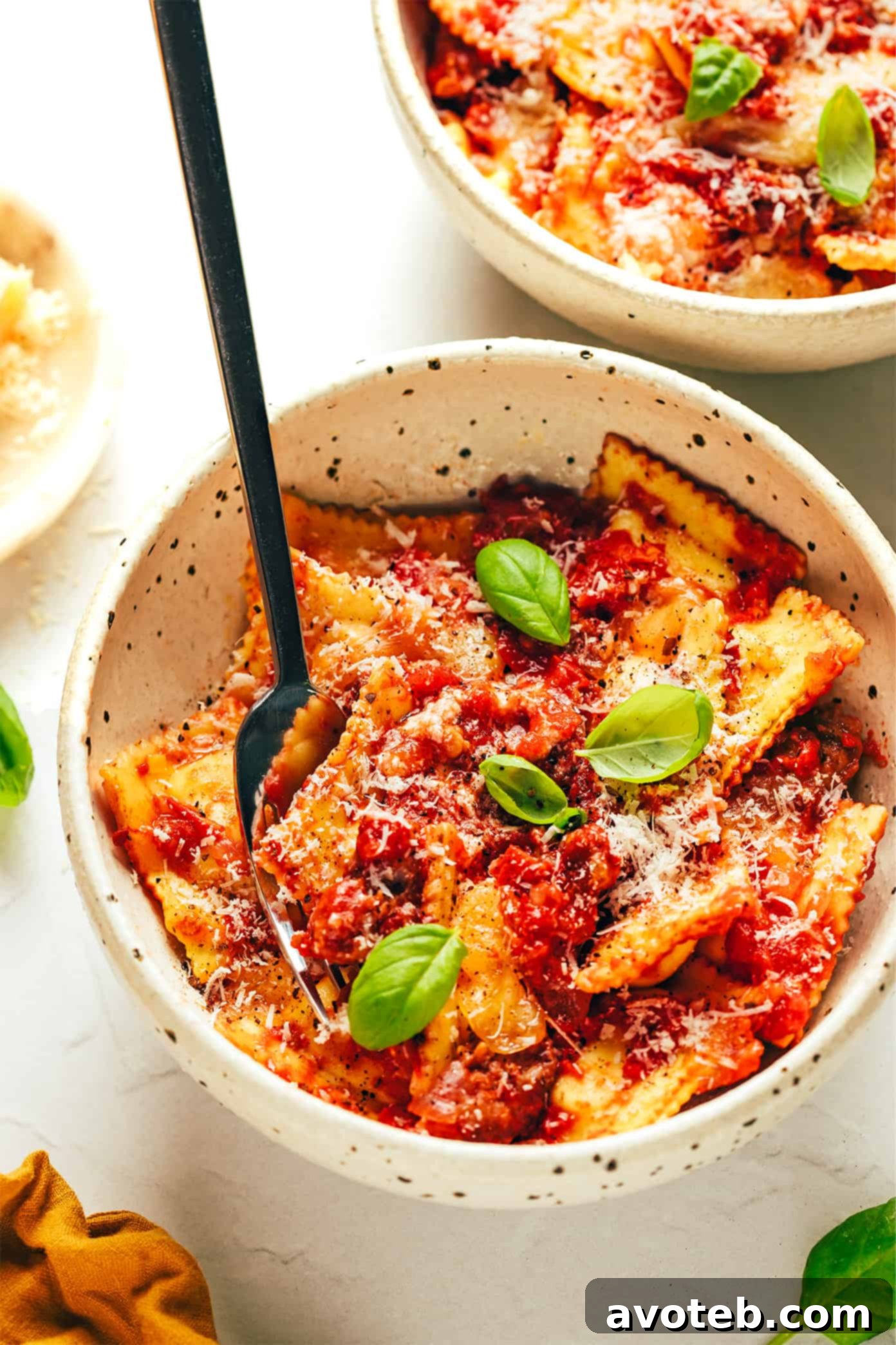 Ravioli lasagna in bowl