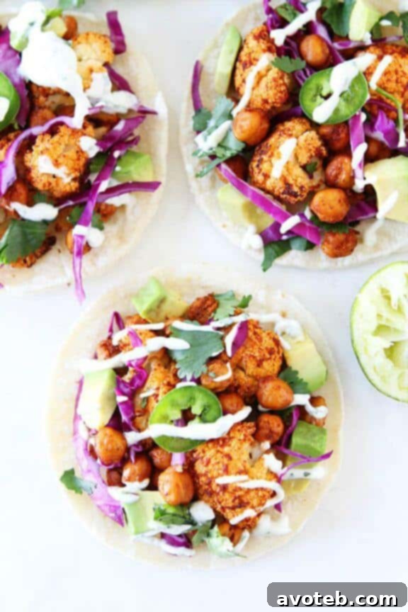 15 Creative Taco Recipes 16 Roasted Cauliflower and Chickpea Tacos Recipe | A hearty and plant-based taco option from Two Peas and Their Pod.