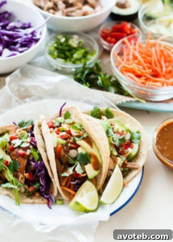15 Creative Taco Recipes 17 Thai Chicken Tacos Recipe | An exotic and flavorful fusion taco from Mountain Mama Cooks.