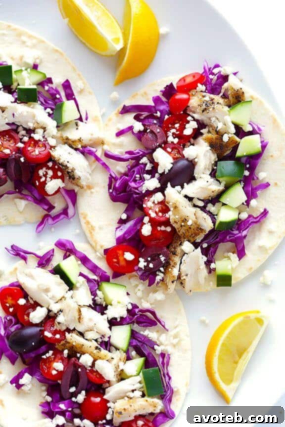 15 Creative Taco Recipes 3 Greek Fish Tacos Recipe | A refreshing and healthy seafood taco option from Gimme Some Oven.