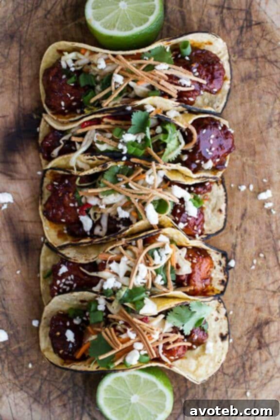 15 Creative Taco Recipes 4 Korean Fried Chicken Tacos with Sweet Slaw, Crunchy Noodles + Queso Fresco | An innovative fusion taco recipe from Half Baked Harvest.