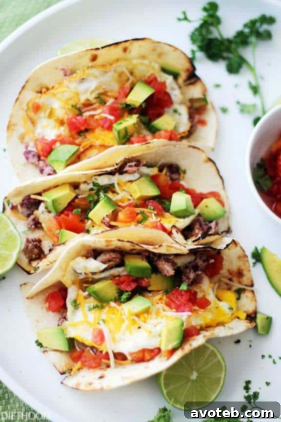 15 Creative Taco Recipes 9 Huevos Rancheros Tacos Recipe | A delicious breakfast or brunch taco idea from Diethood.