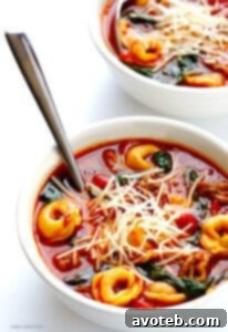 Tortellini Soup with Italian Sausage, Spinach, and Tomatoes