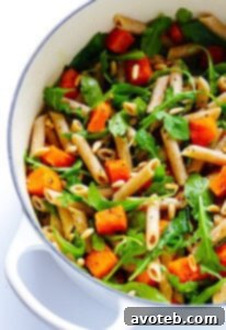 5-Ingredient Butternut Squash, Arugula and Goat Cheese Pasta