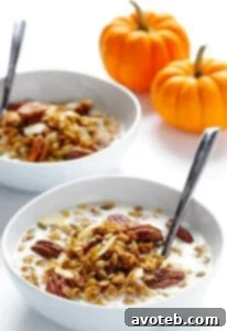 Pumpkin Spice Granola in a bowl