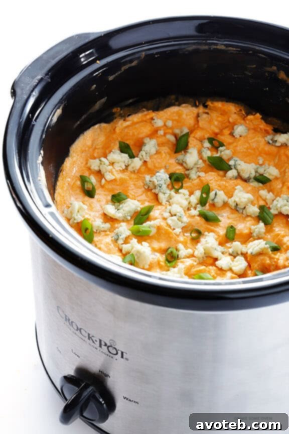 Ultimate Buffalo Chicken Appetizer 2 Irresistible Slow Cooker Buffalo Chicken Dip, perfect for parties and game days.