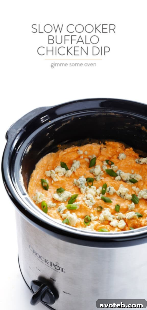 Ultimate Buffalo Chicken Appetizer 9 A final close-up of the delicious Slow Cooker Buffalo Chicken Dip.
