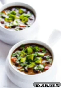 Slow Cooker Black Bean Soup with toppings