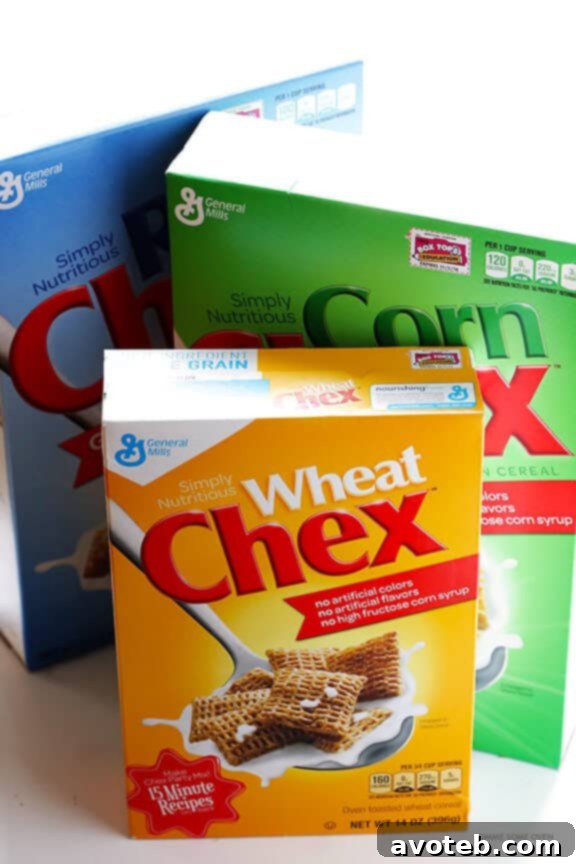 Ingredients for Coconut Oil Chex Mix: classic cereals and seasoning.