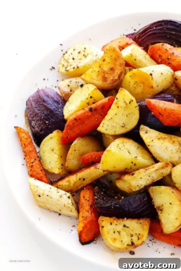 Serving of Roasted Root Vegetables on a Plate