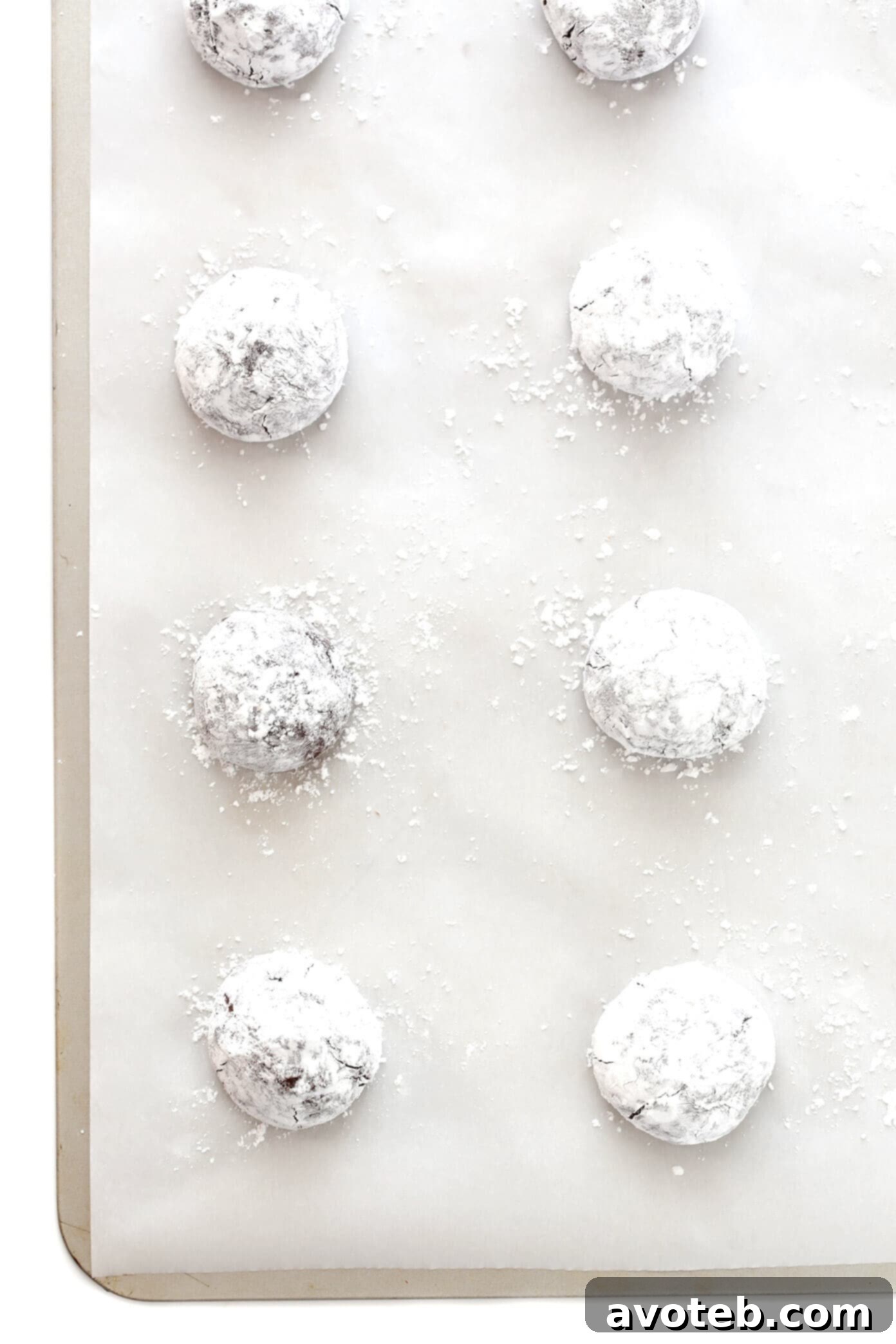 Chocolate Crinkle Cookie dough, perfectly chilled and ready for rolling.