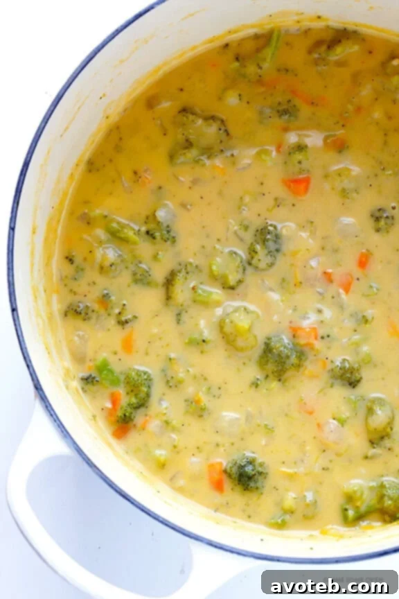 Broccoli Cheese Soup -- rich, creamy, delicious, and lightened up with a few simple tweaks! | gimmesomeoven.com