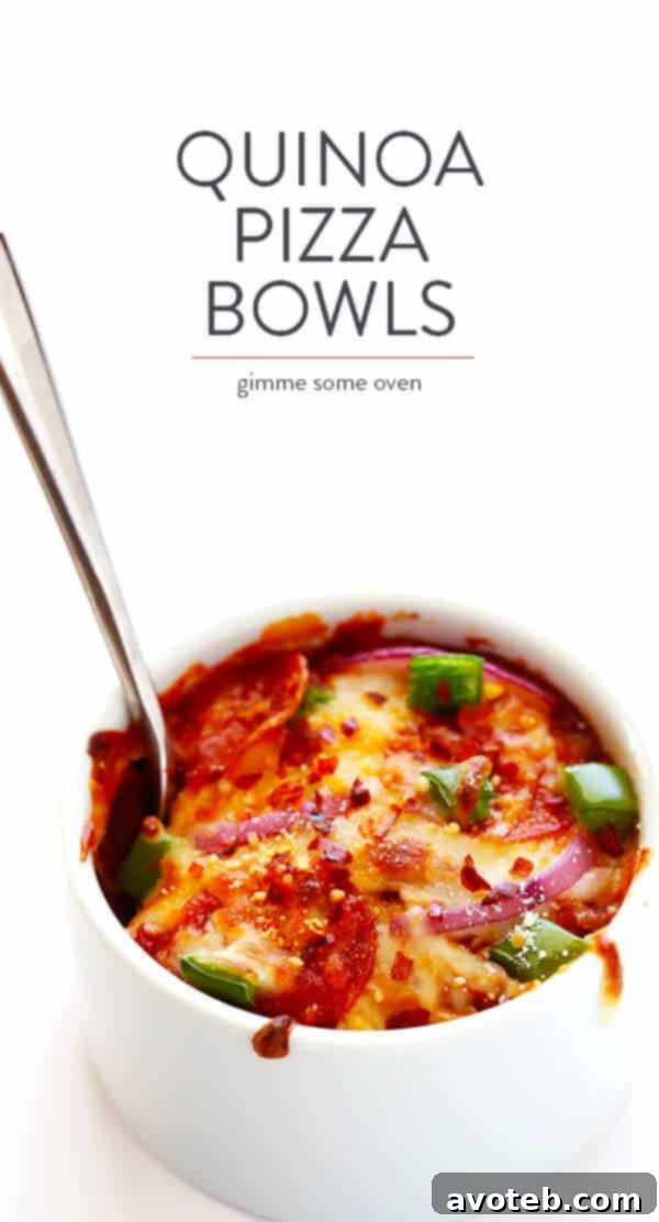 Quinoa Pizza Power Bowls 9 Overhead View of Finished Easy Quinoa Pizza Bowls
