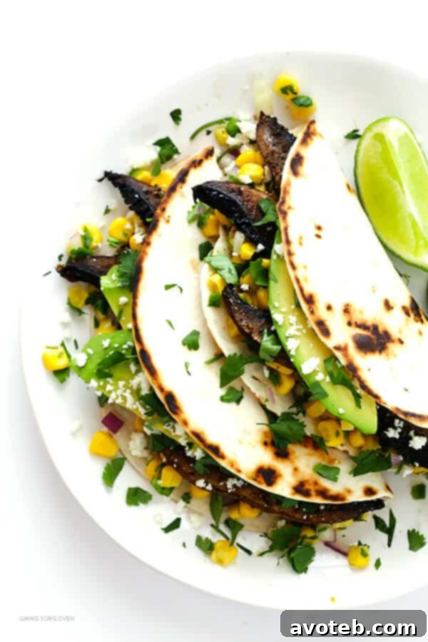 Roasted Portobello Tacos -- easy to make, nice and hearty, and absolutely delicious!