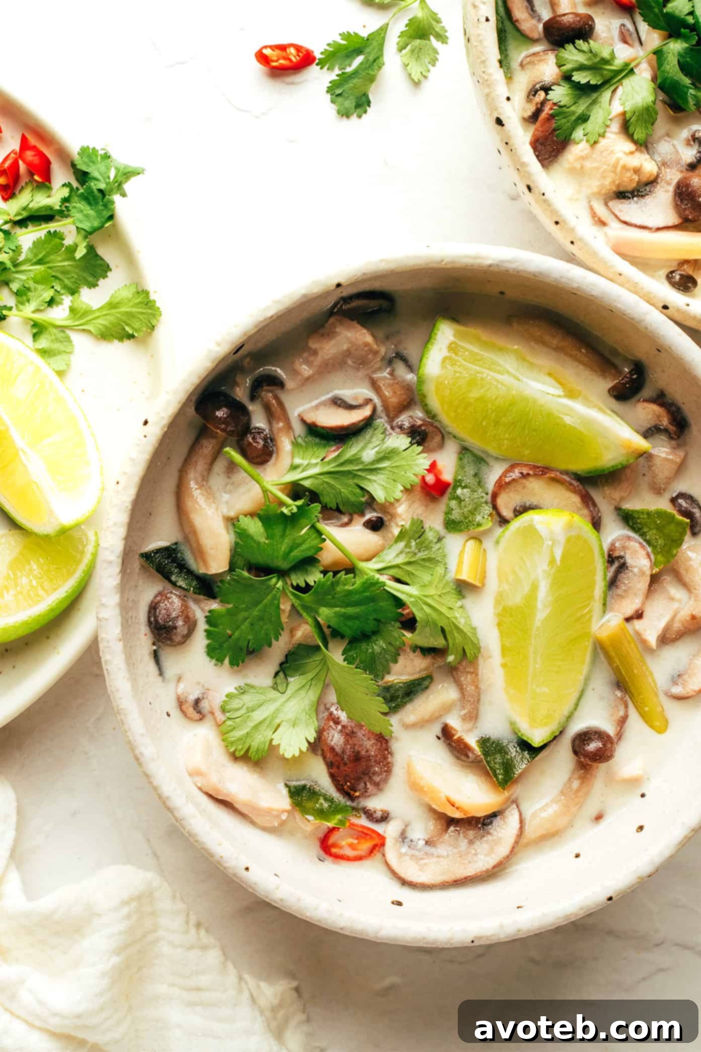 tom kha gai (Thai coconut chicken soup)