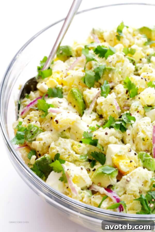 Avocado Potato Salad -- classic creamy potato salad is kicked up a notch with some delicious avocados! | gimmesomeoven.com