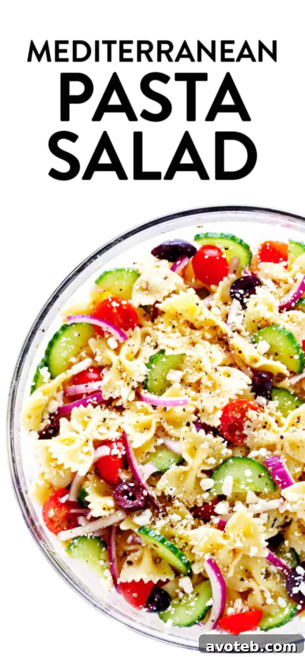 Delicious Mediterranean Pasta Salad ready to serve