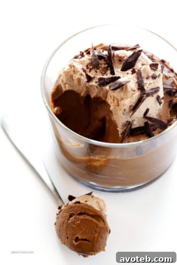 Dark Chocolate Avocado Mousse -- quick and easy to make with healthier, everyday ingredients. Plus it's also naturally gluten-free, vegan, and absolutely delicious!