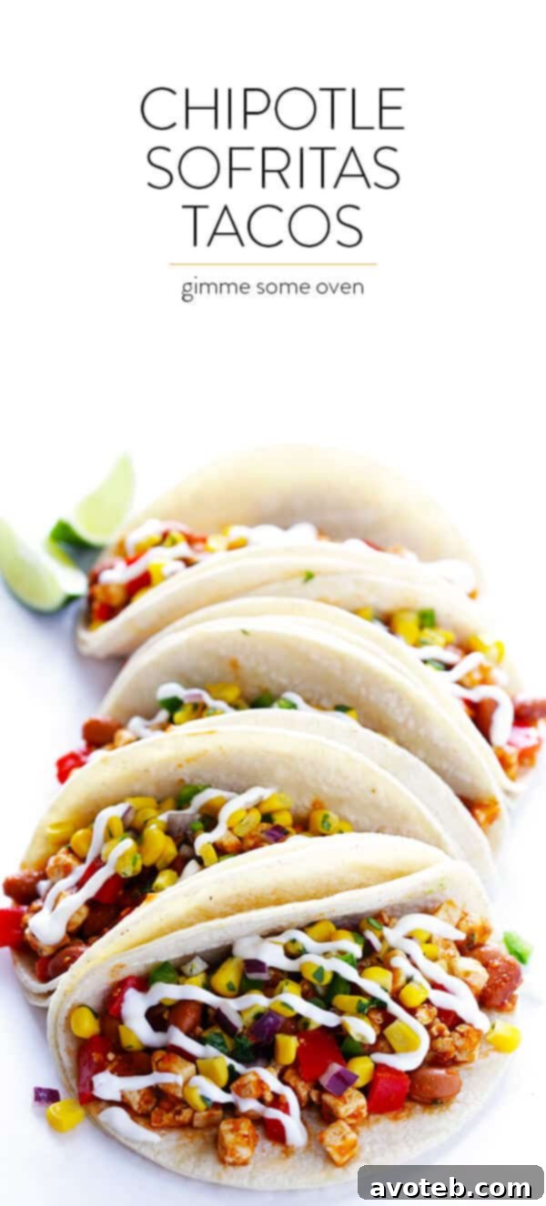 A vibrant platter of Chipotle Sofritas Tacos, showcasing the rich filling and fresh toppings, ready to be enjoyed.