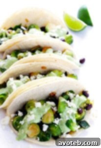 Brussels Sprouts Tacos with Creamy Avocado Sauce