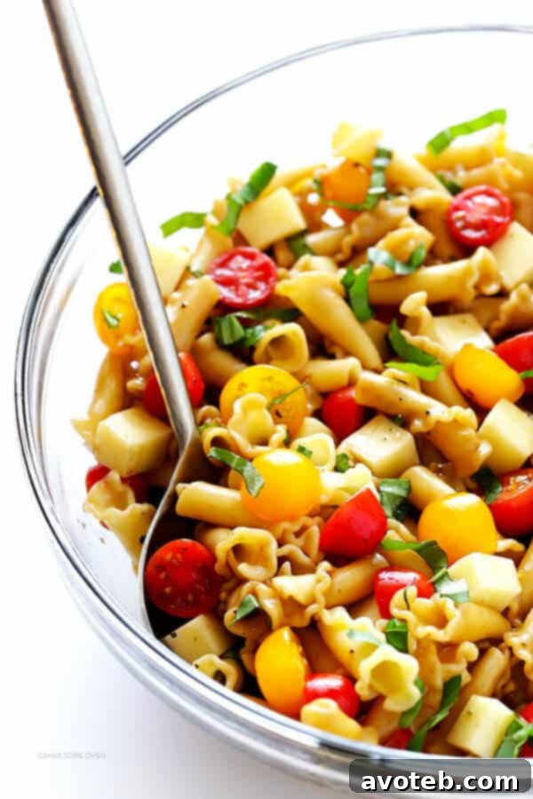 Make-Ahead Salads Loved By All 9 Super-Easy Caprese Pasta Salad: A quick and easy recipe with pasta, fresh mozzarella, ripe tomatoes, basil, and a delicious balsamic vinaigrette. Perfect for picnics, potlucks, or weeknight meals.