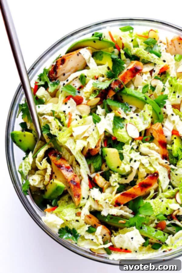 Make-Ahead Salads Loved By All 11 Asian Chicken Chopped Salad: Quick and easy, packed with fresh ingredients, zesty chicken, and a creamy sesame ginger vinaigrette. So delicious!