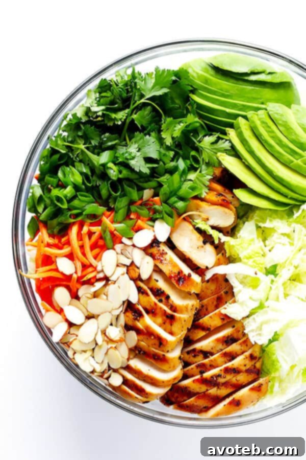 This Asian Chicken Chopped Salad recipe is quick and easy to make, packed with fresh ingredients and zesty chicken, and tossed with a heavenly creamy sesame ginger vinaigrette. So delicious!! | gimmesomeoven.com