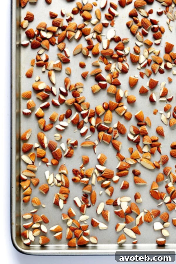 Preparation step: A bowl of Blue Diamond Whole Natural Almonds, ready to be toasted and chopped for the Lemon Basil Spaghetti recipe.