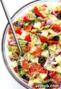 A delicious bowl of Pizza Pasta Salad ready to be served