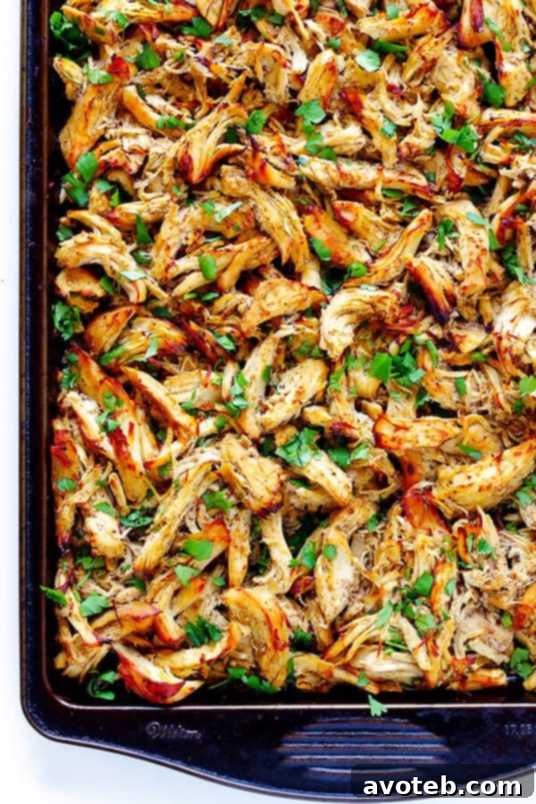 Slow Cooker Crispy Chicken Carnitas in a serving bowl