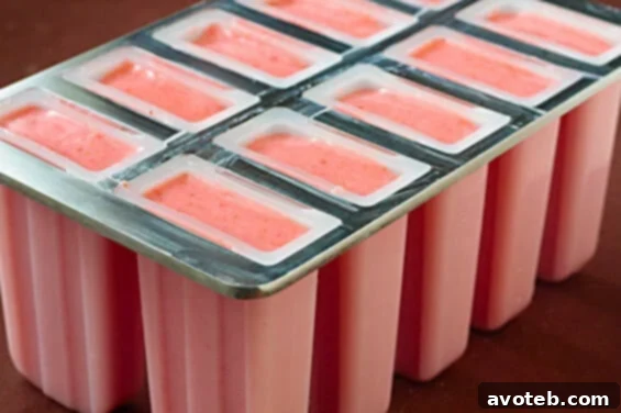 Close up of Strawberry Lime Yogurt Popsicle