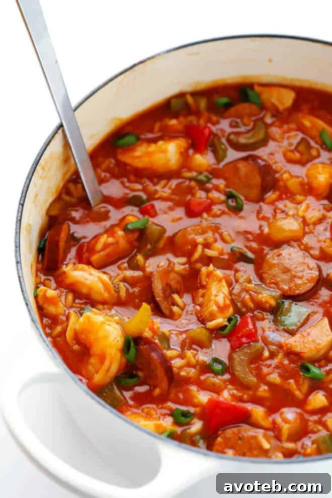 Hearty Jambalaya Soup with shrimp, chicken, and Andouille sausage - a comforting and flavorful one-pot meal