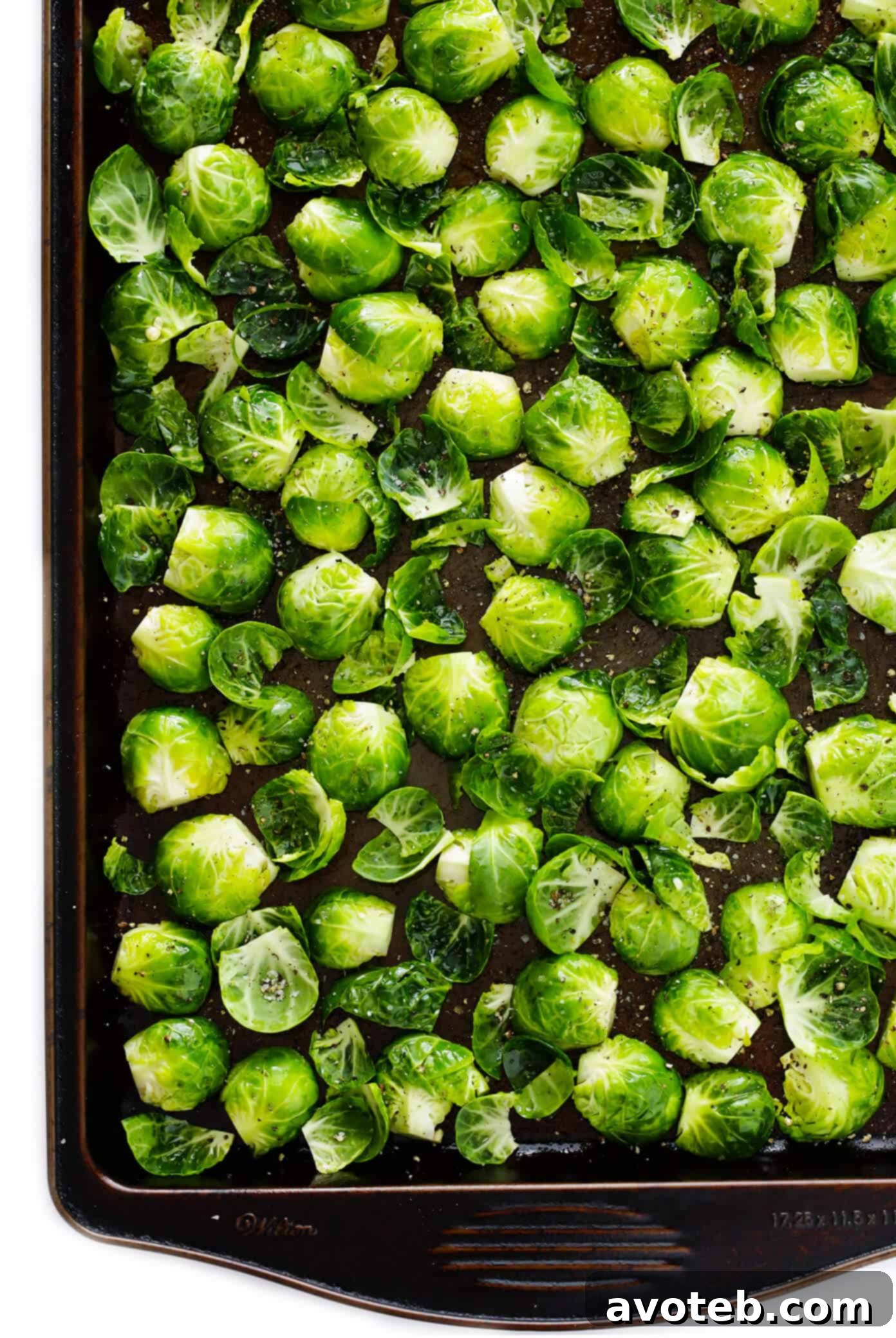 How to prep Brussels sprouts for roasting - trimming and halving
