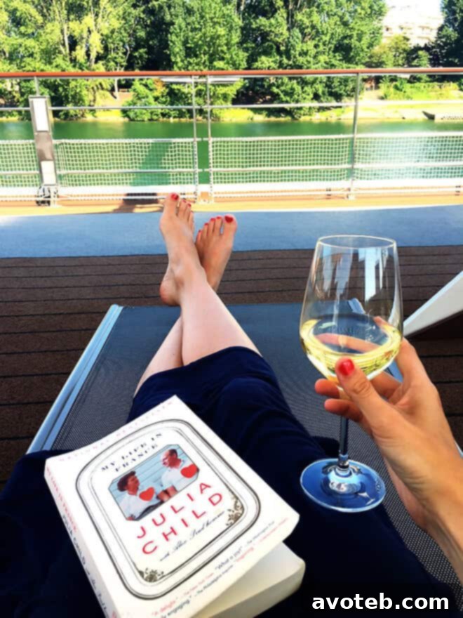 Author enjoying a Viking River Cruise, inspired by Julia Child's adventures in France.