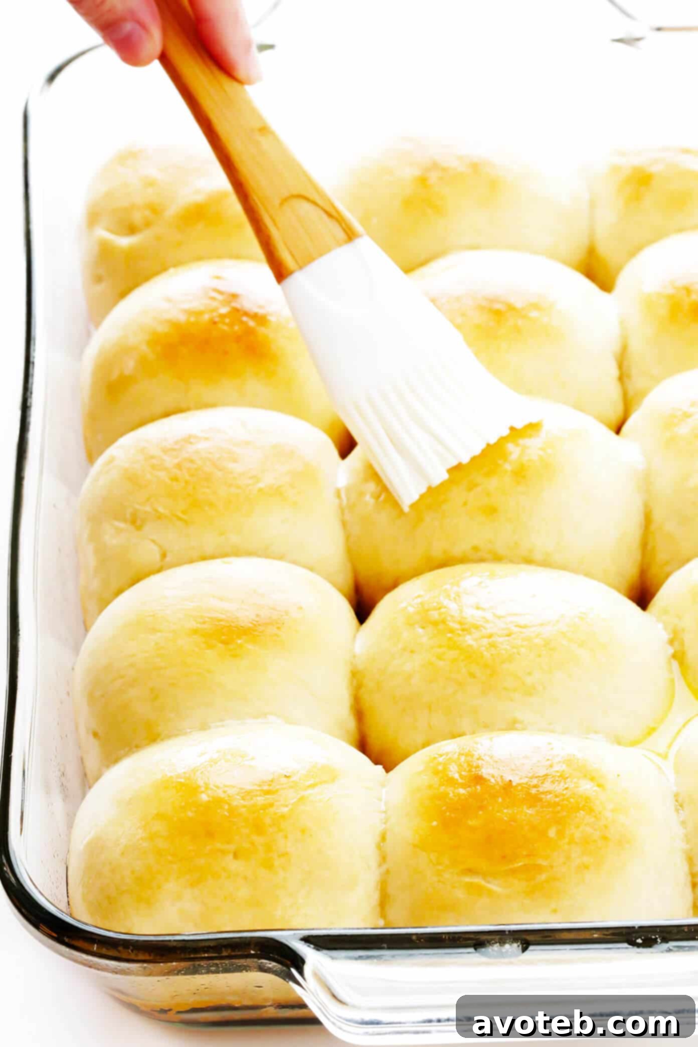 Brushing Dinner Rolls with Melted Butter