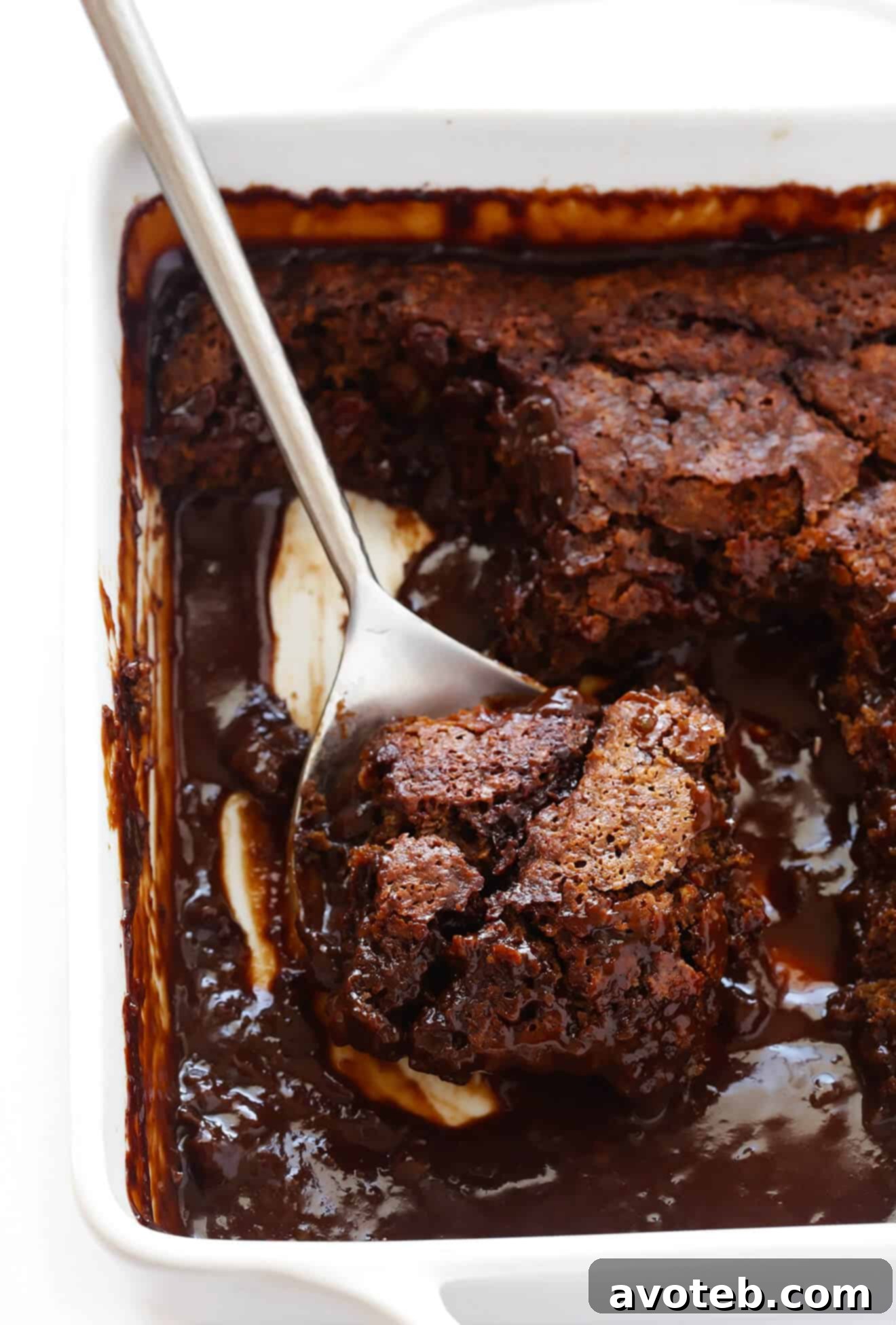 Velvet Avocado Chocolate Fudge Cake 5 Behold the glorious Chocolate Avocado Hot Fudge Cake, revealing its hidden layer of molten fudge beneath a fluffy chocolate cake.