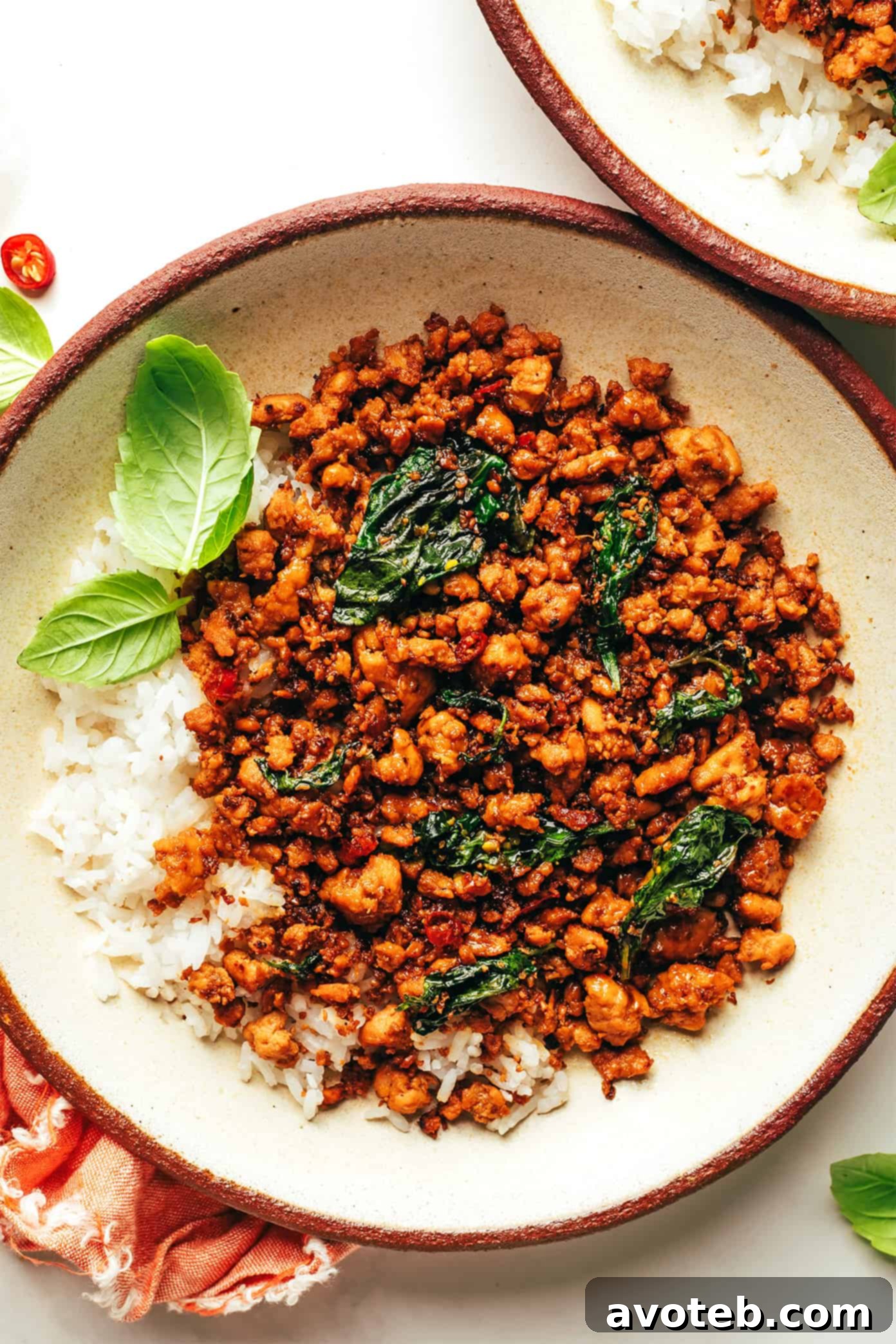 Delicious Thai Basil Chicken dish, vibrant and flavorful