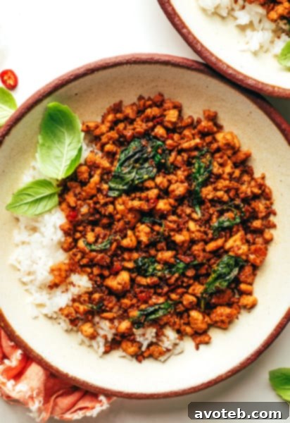 A serving of Thai Basil Chicken with rice