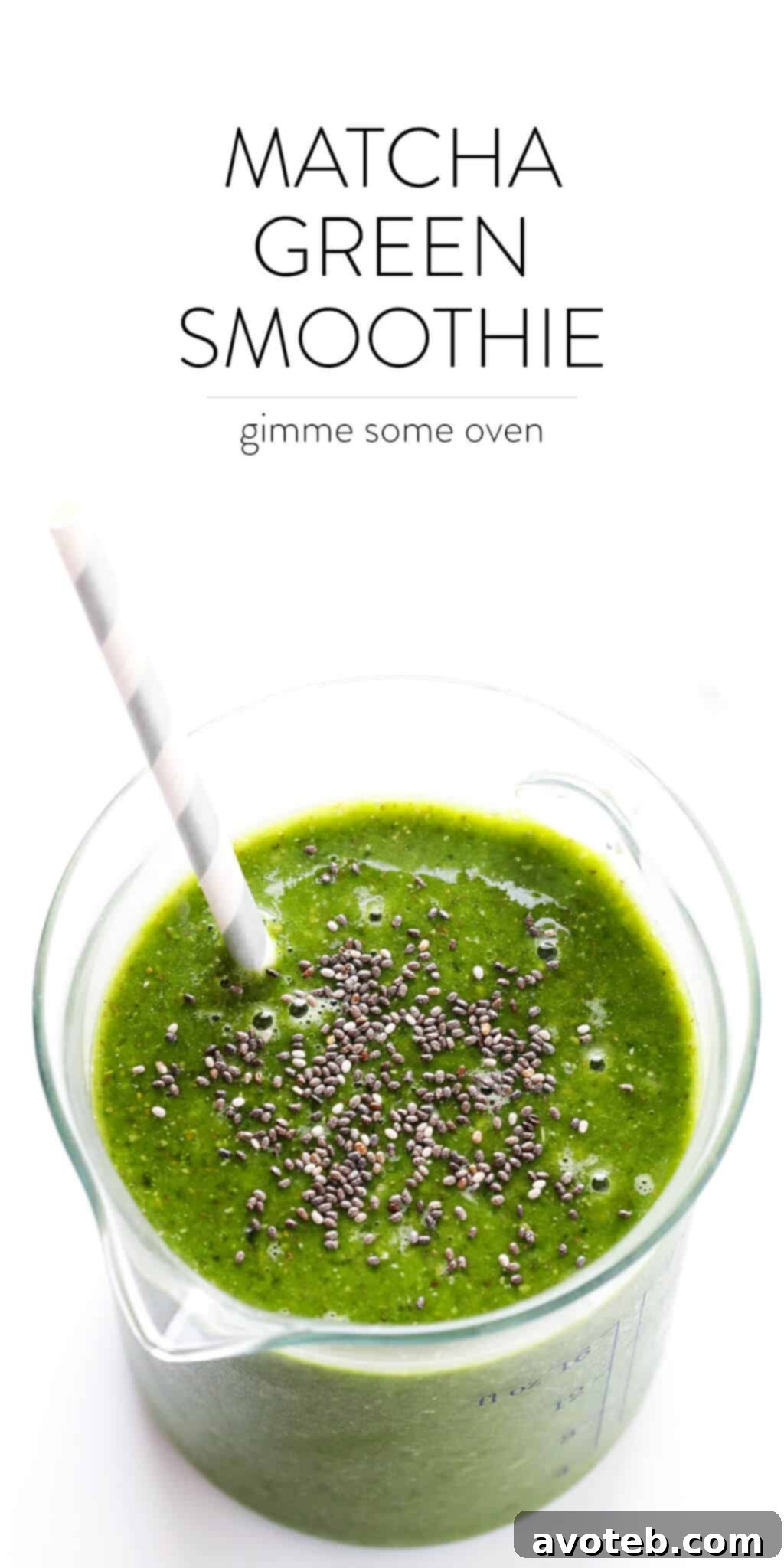 A top-down shot of a Matcha Ginger Green Smoothie next to its ingredients, emphasizing freshness.