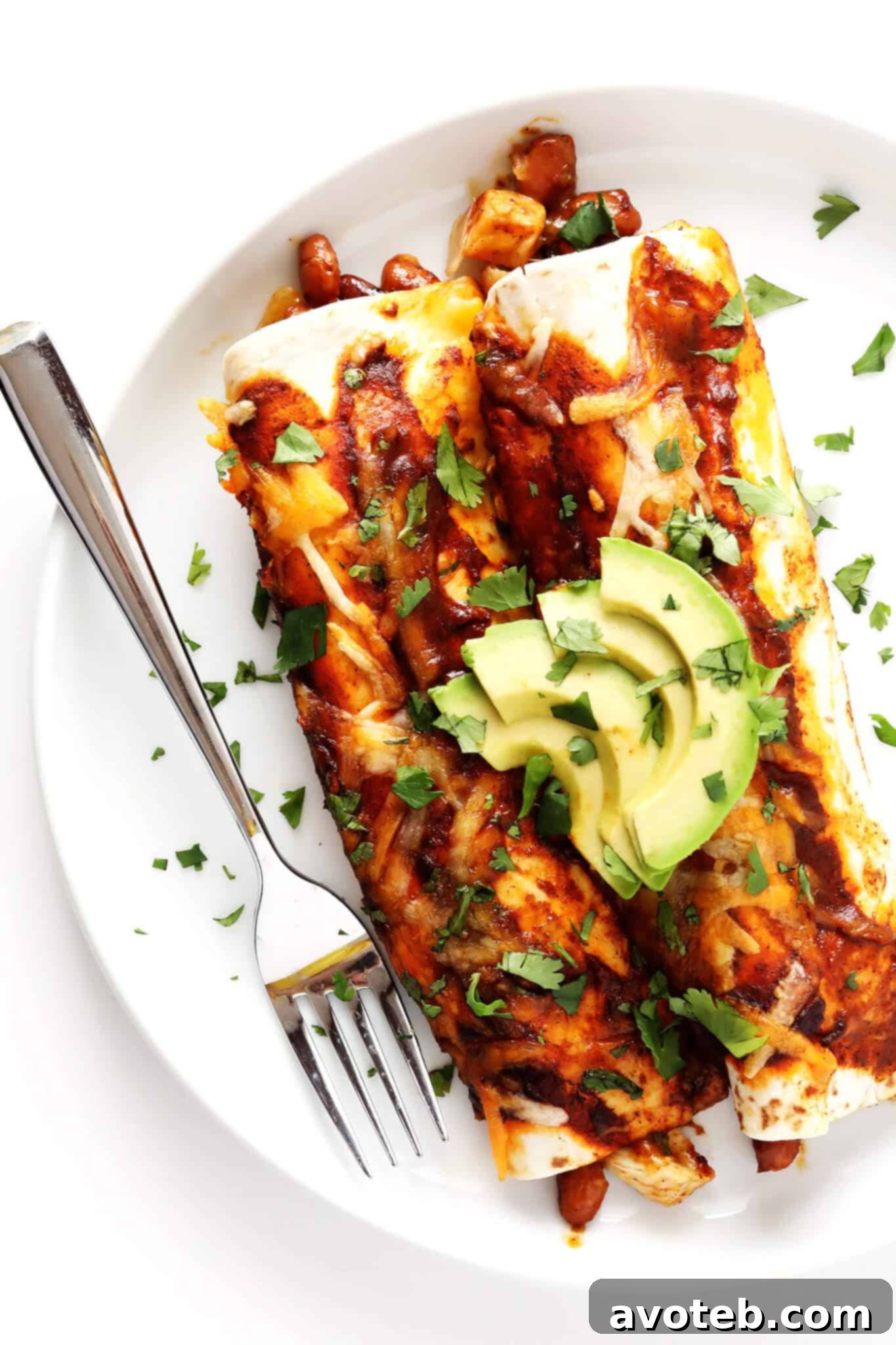 Rich and smoky Ancho Chicken Enchiladas, packed with cheesy chicken and beans, are perfect for Cinco de Mayo or any Mexican food craving. This easy recipe from gimmesomeoven.com brings authentic flavor to your table.