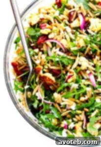 Roasted Cauliflower Orzo Salad in a bowl.
