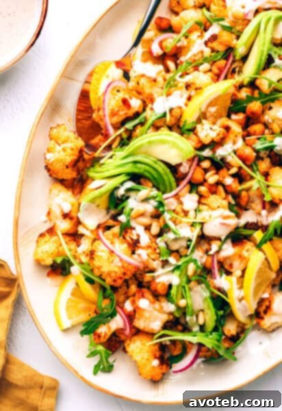 Roasted Cauliflower, Chickpea, and Arugula Salad