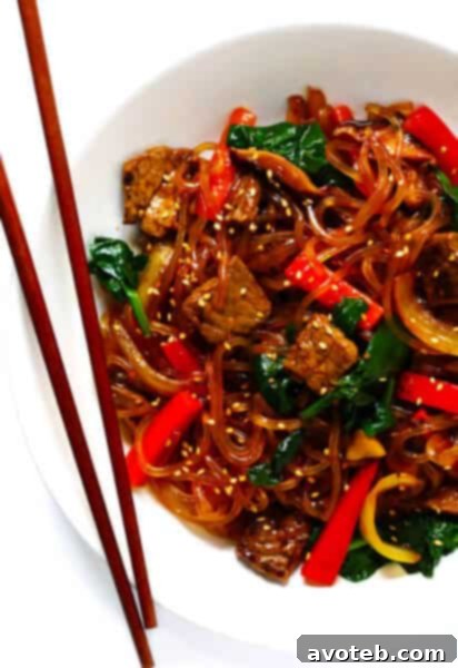 Japchae Recipe - a vibrant Korean glass noodle stir-fry