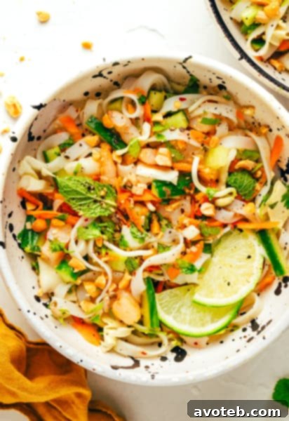 Beautifully presented Vietnamese Spring Roll Salad in a bowl.